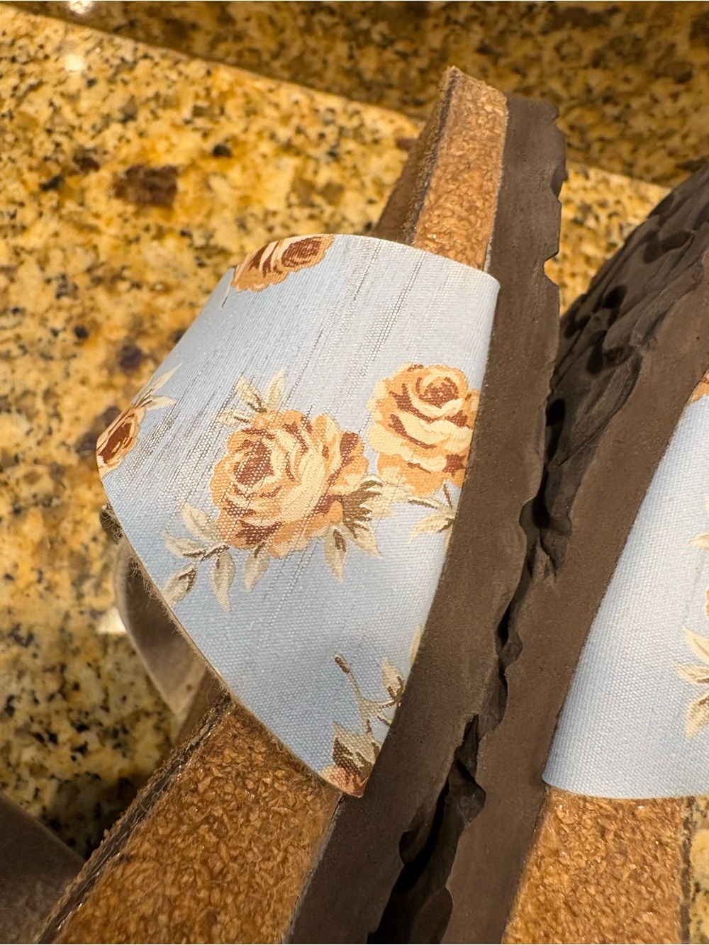 Birkis Birkenstock Blue Floral Michele Double Strap Sandal Size 40 9-9.5 Narrow - Picture 7 of 10
